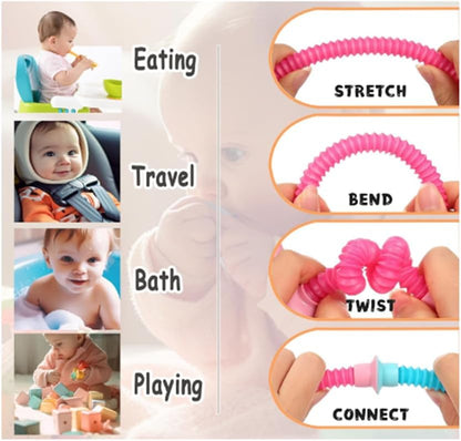 4 Pcs Telescopic Suction Cup Giraffe Toy, Funny Pop Tubes Sensory Toy for Toddlers, Educational