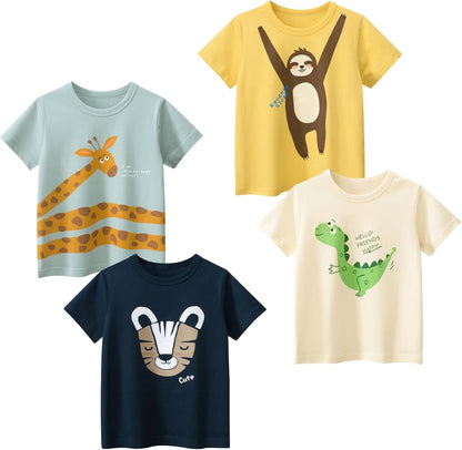 Boys' 4-Pack Excavator Short Sleeve Crewneck T-Shirts Top Tee Size 2-7 Years Toddler Boys' Value