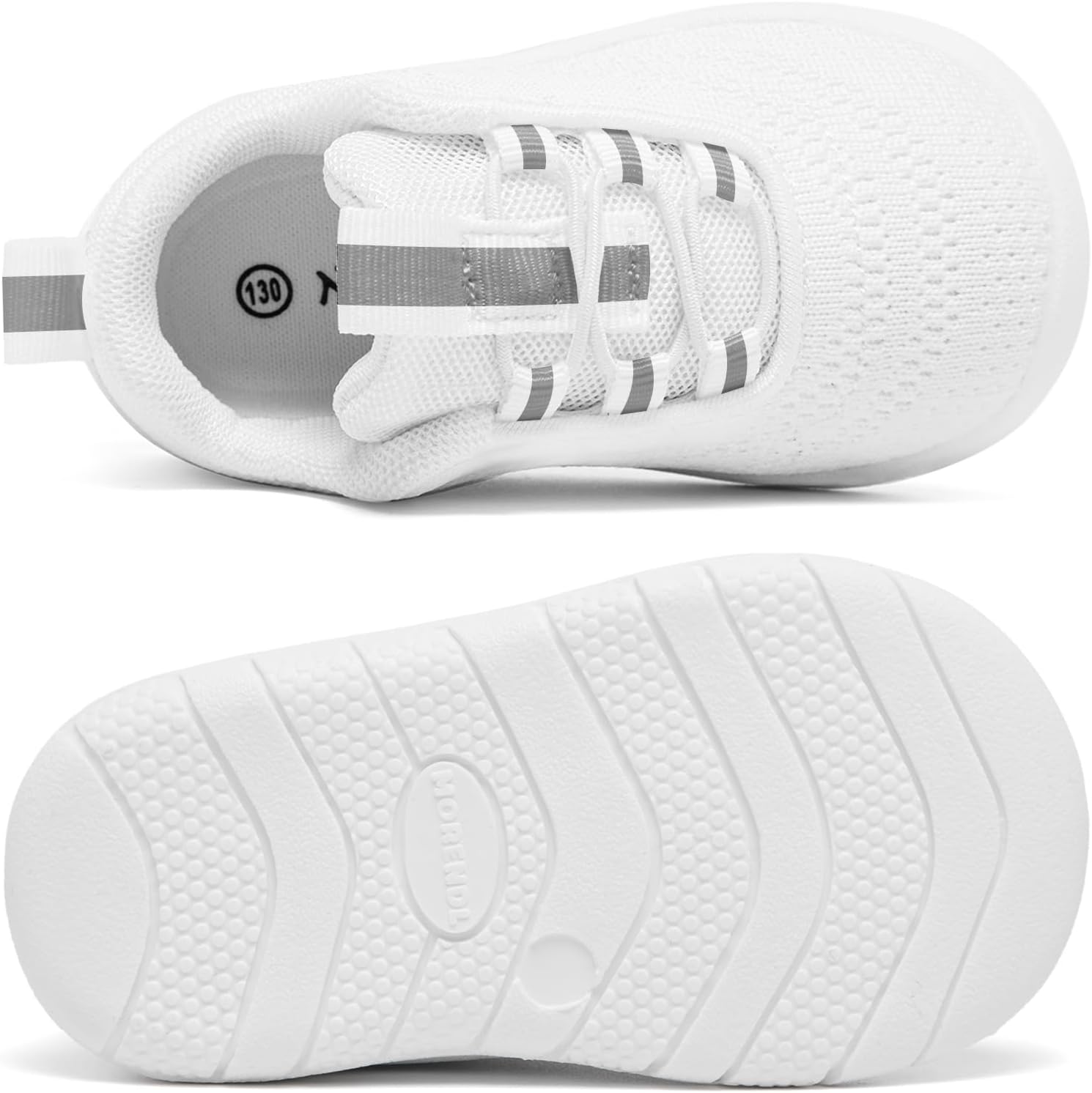 MORENDL Toddler Slip On Sneakers Baby Walking Shoes Non-Slip Breathable Unisex Pink Mesh Lace-Up