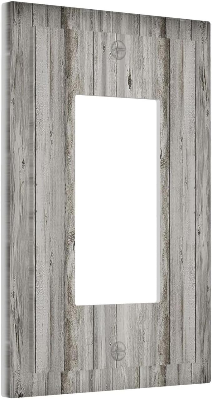 Decorative Outlet Covers Farmhouse Rustic Grey Barn Door Wood 1 Gang Single Rocker Light Switch
