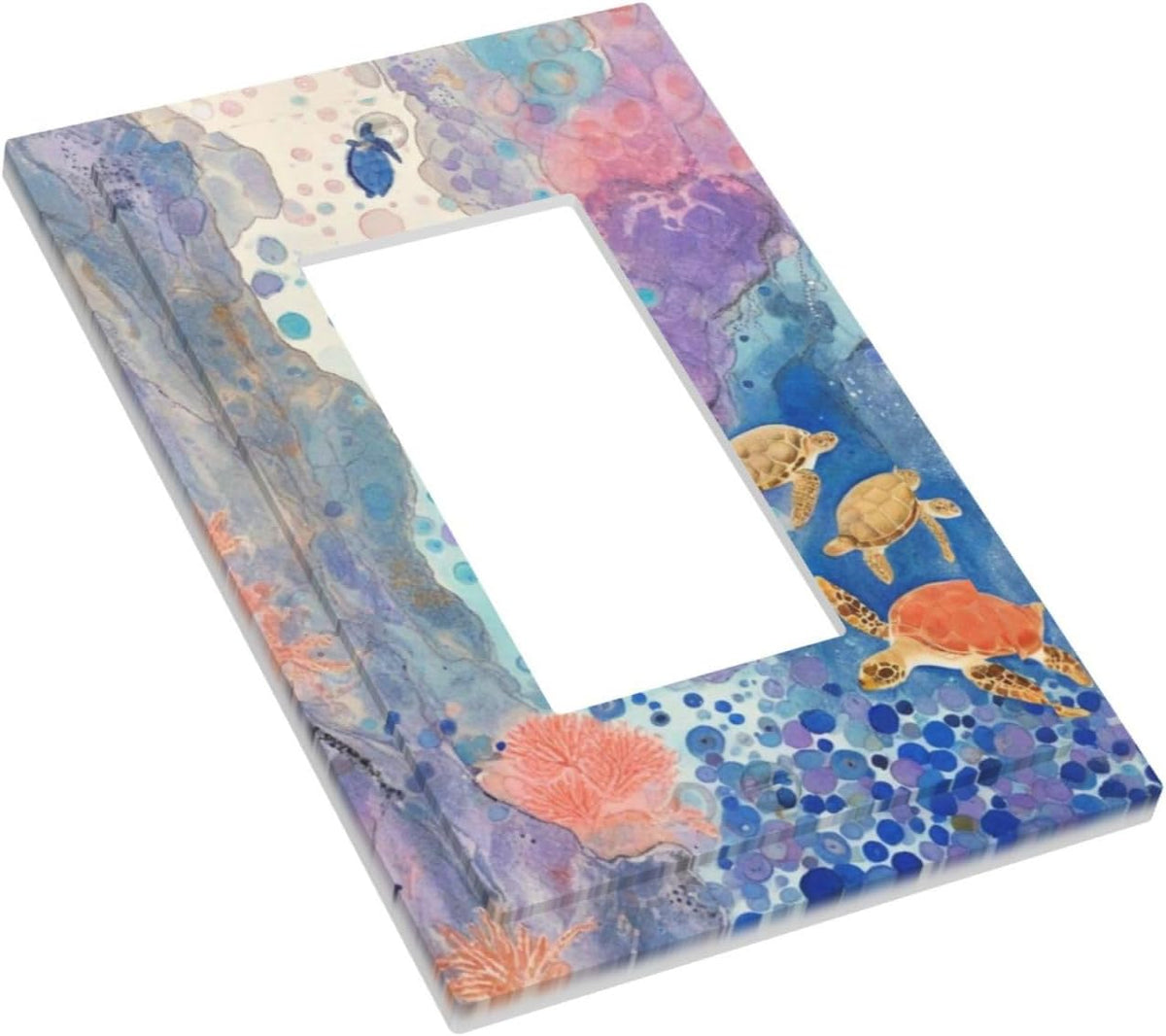 Turtle Coral Fish Watercolor Colorful Underwater World Decorative Outlet Covers 1 Gang Single