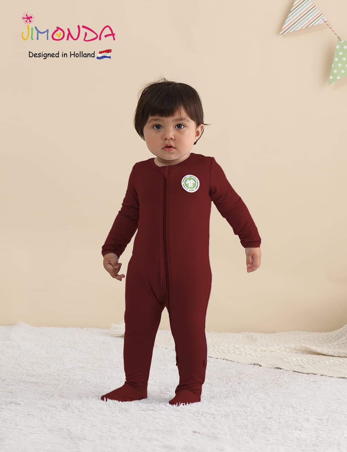 Jimonda Baby Boy Romper 4-Pack - Bamboo Zip-Up Pajamas for 0-24 Months,Unisex Footed