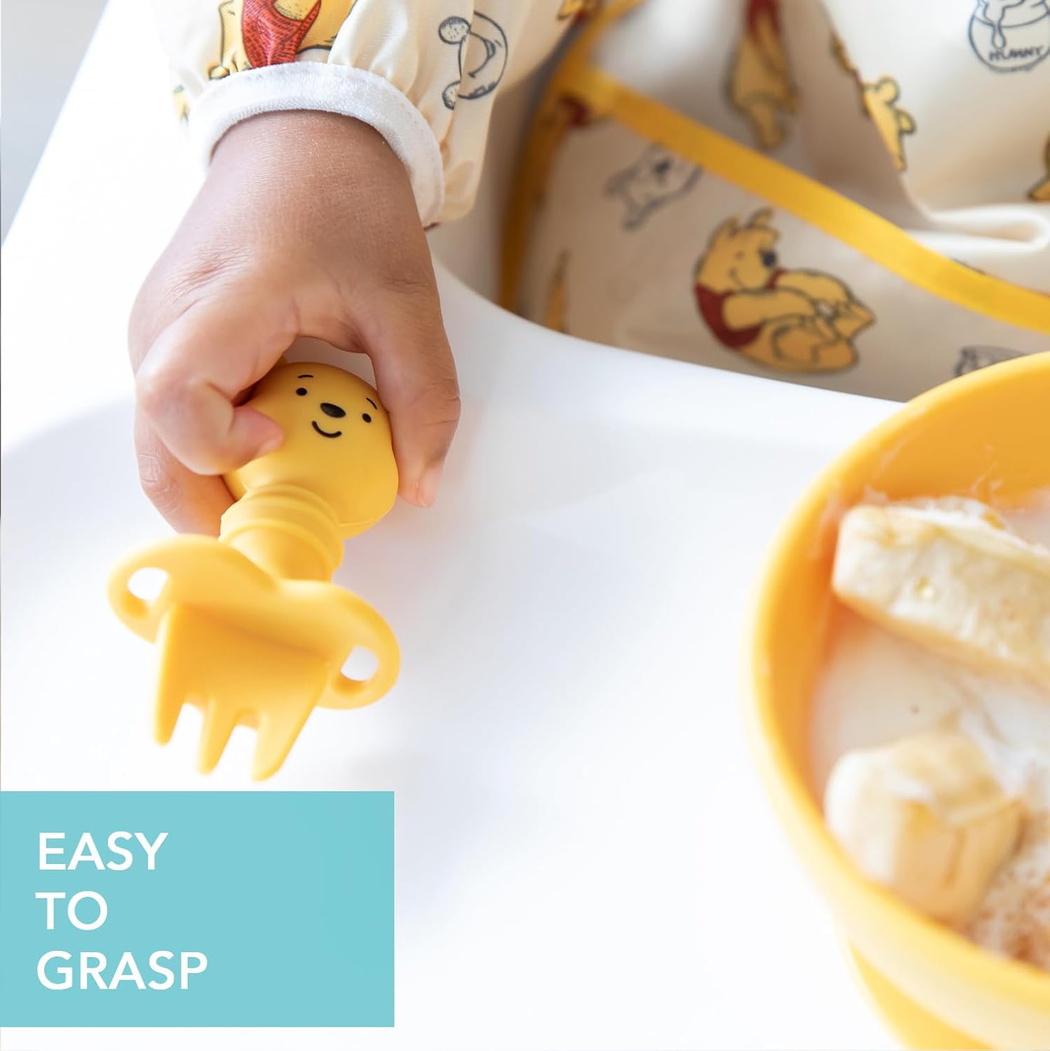 Bumkins Disney Baby Utensils Set, Chewtensils Silicone Spoons for Dipping, Self-Feeding, Baby Led