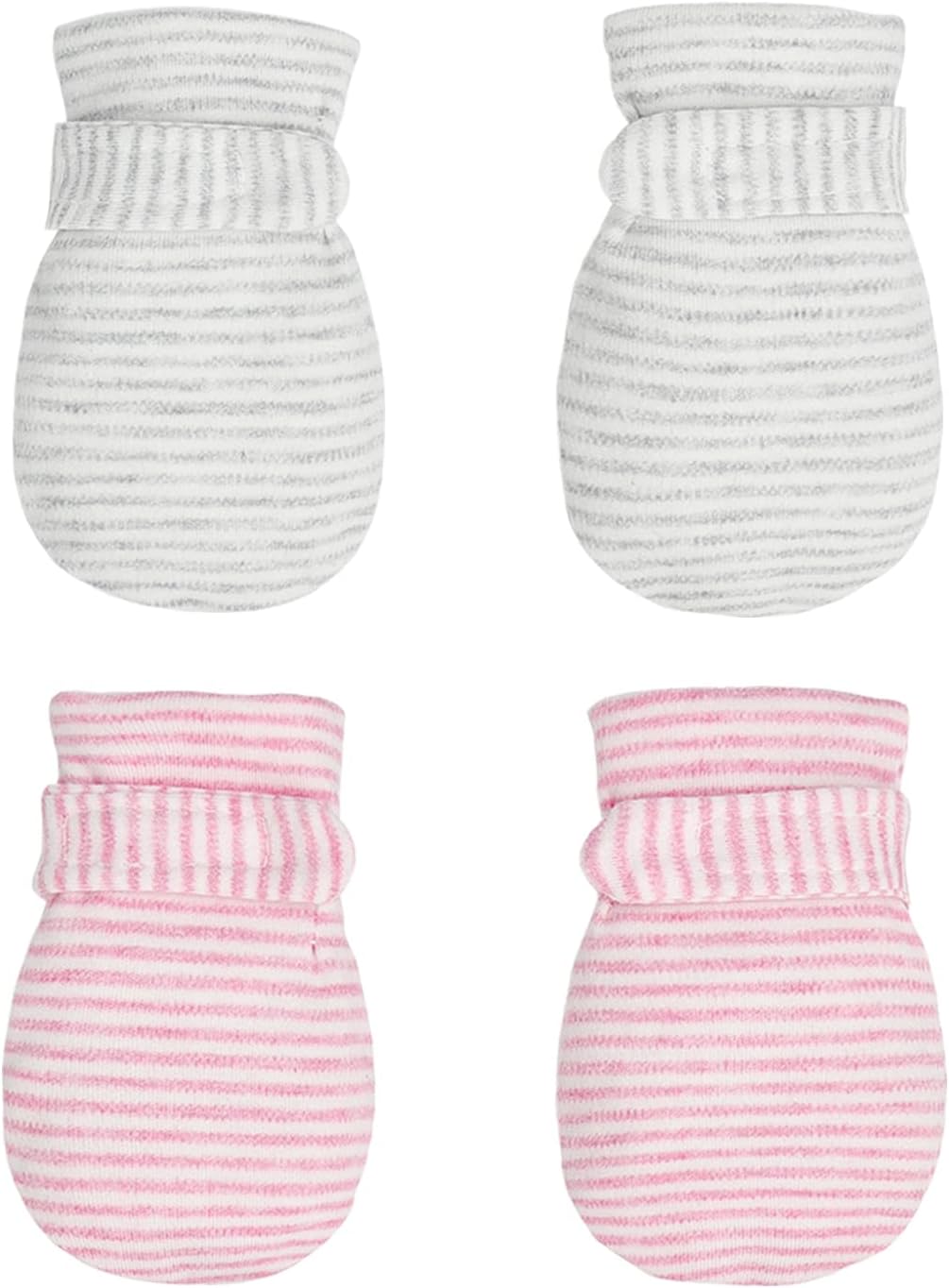 Newborn Baby No Scratch Mittens Stay On, 100% Cotton Breathable, Adjustable Infant Gloves for Baby