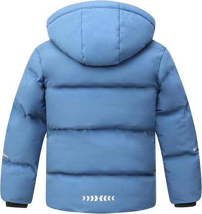 Kids Boy's Winter Coat Fleece Lined Waterproof Jacket Puffy Cotton Coat Thick Hooded Down Outdoor