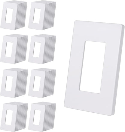 CML 80 Pack Matte White Decorator Screwless Wall Plate, 1-Gang Outlet Covers and Switch Plates
