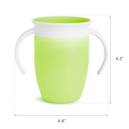 Munchkin® Miracle® 360 Trainer Sippy Cup with Handles, Spill Proof, 7 Ounce, 2 Pack, Green/Blue
