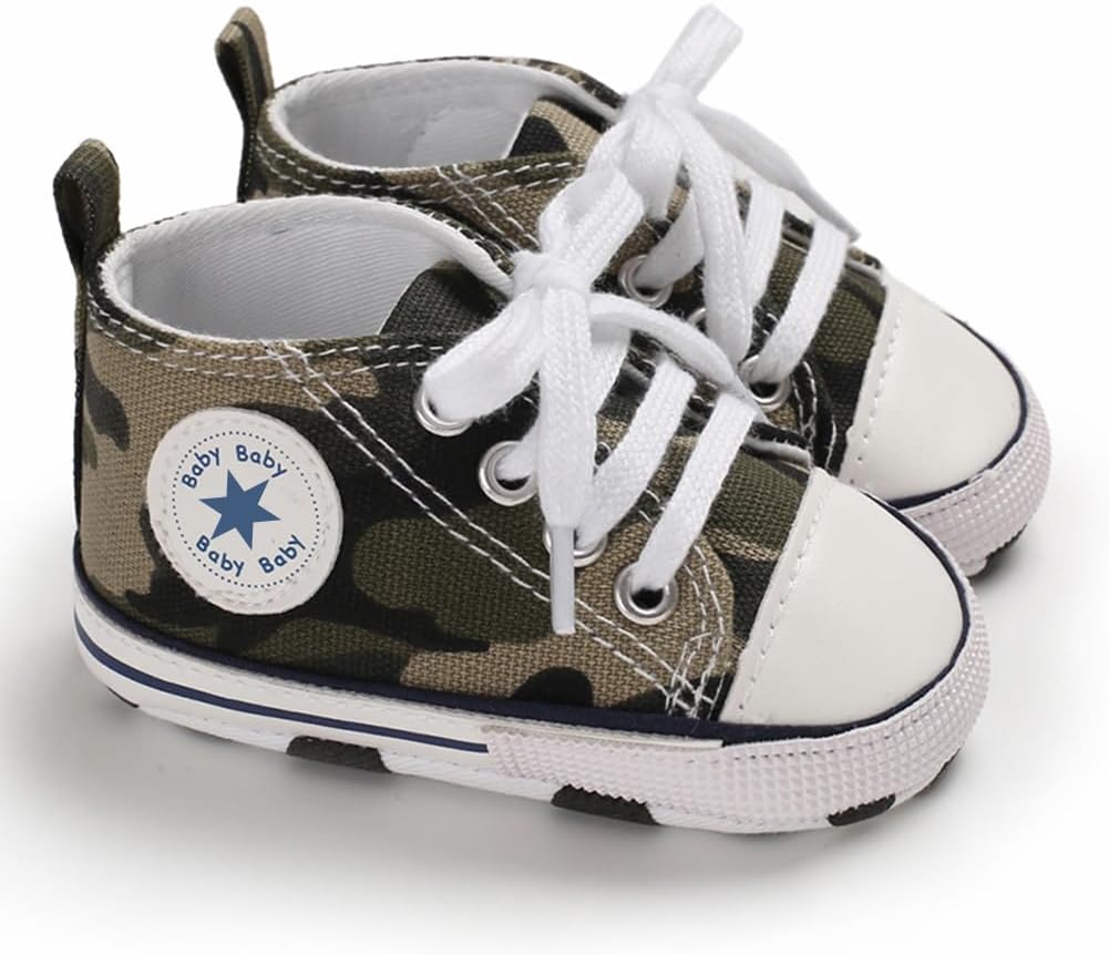 Unisex Baby Girls Boys Canvas High-top Shoes, Newborn Infant Anti-Slip Soft Sole Frist Walking