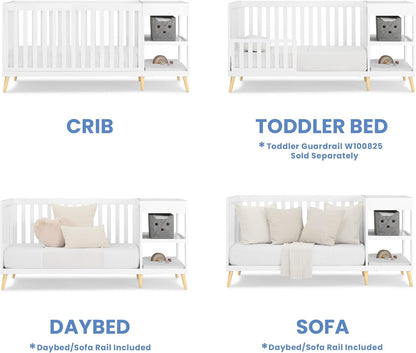 Delta Children Essex 4-in-1 Convertible Crib and Changer, Bianca White w/Natural