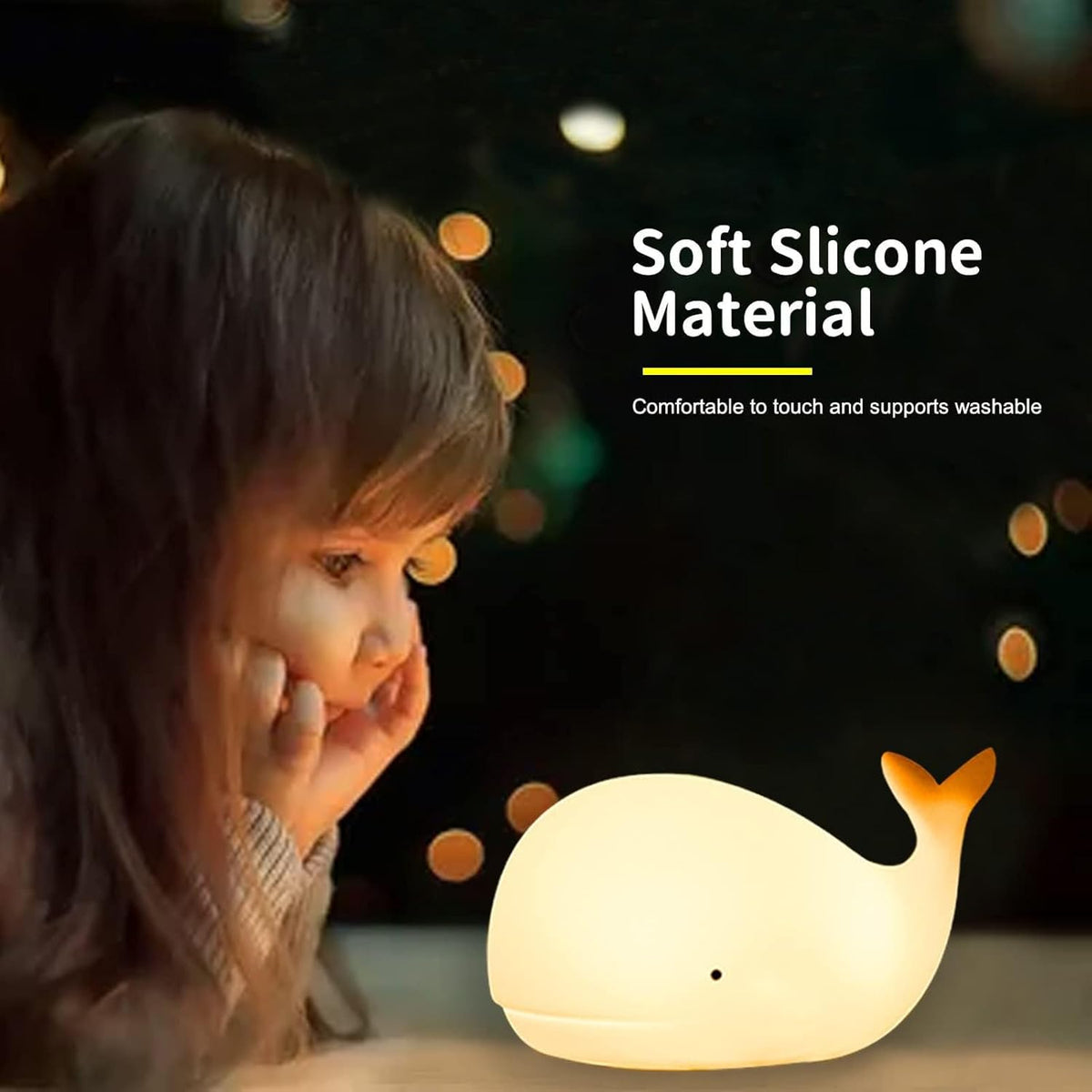 LOVERUIS Whale Night Light Silicone 7 Colors Dimmable 3 Hours Timer Whales Baby Light Decor Room