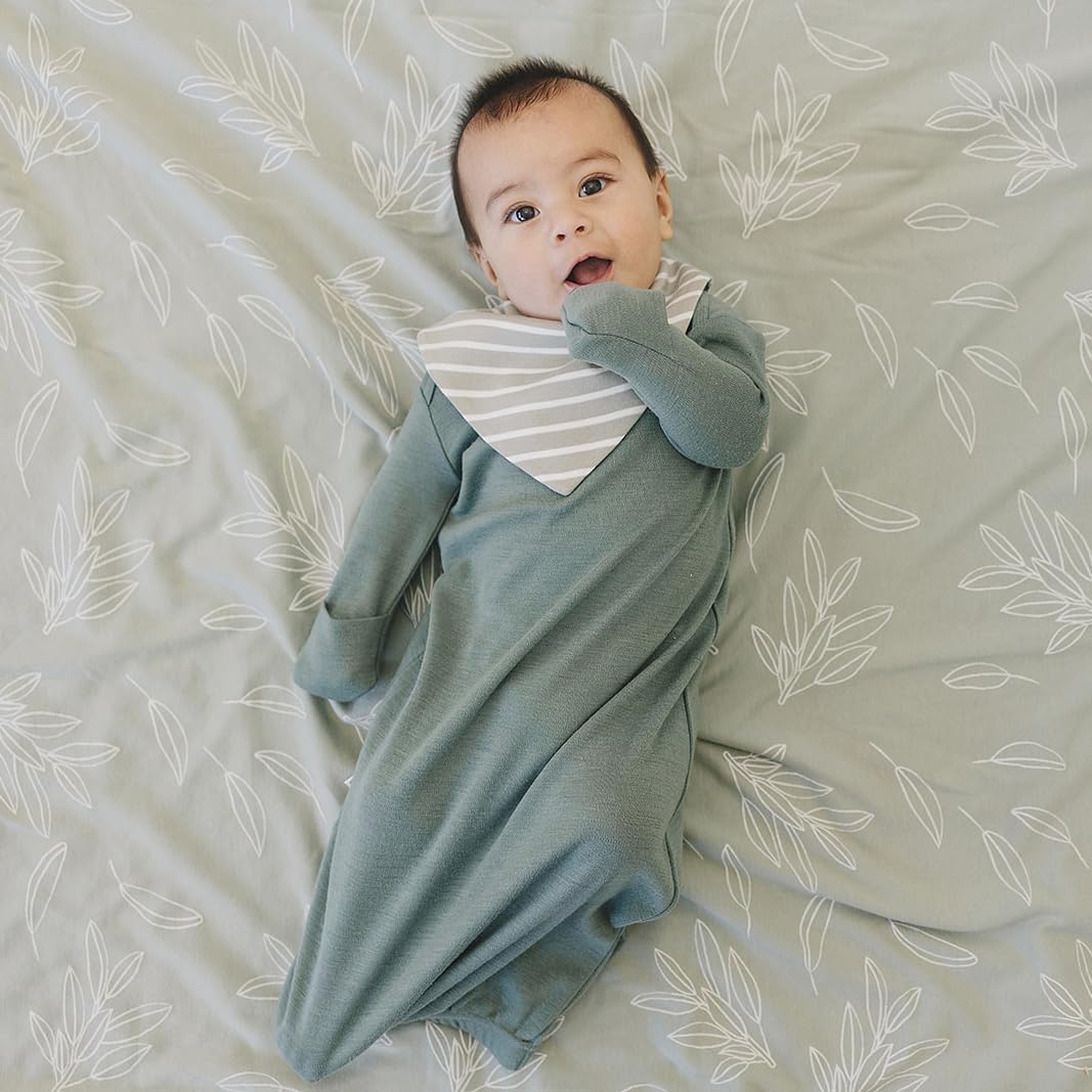 Woolino Merino Wool Baby Bibs - Highly Absorbent Bandana Bib with Cotton Outer Layer and Merino