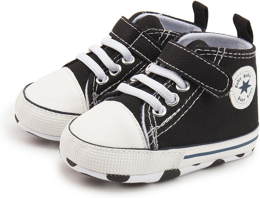 Unisex Baby Girls Boys Canvas High-top Shoes, Newborn Infant Anti-Slip Soft Sole Frist Walking
