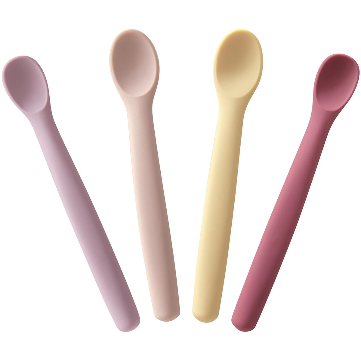 Moonkie Silicone Baby Spoons Set of 4, Two Sizes Feeding Spoon for First Stage 4+ Months, Baby