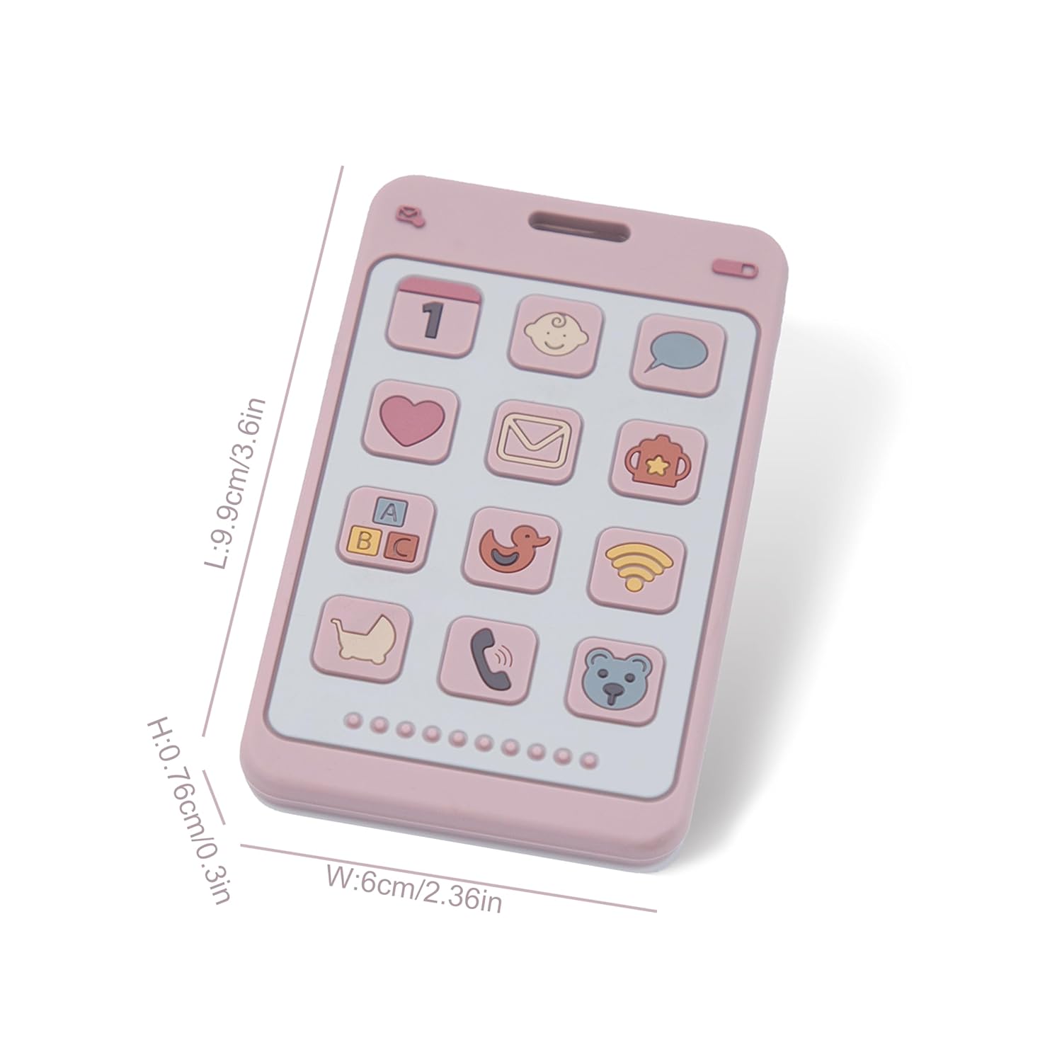 Soft Silicone Phone Shape Teether Boys Girls Baby Molar Teether Chew Toys, Teething Toy (Pink)