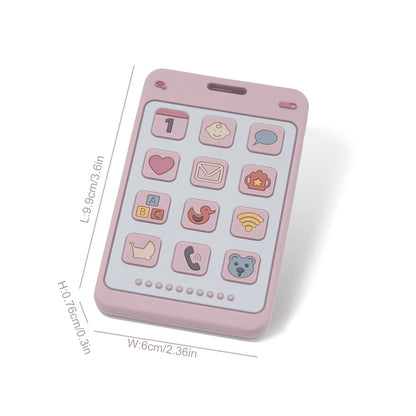 Soft Silicone Phone Shape Teether Boys Girls Baby Molar Teether Chew Toys, Teething Toy (Pink)