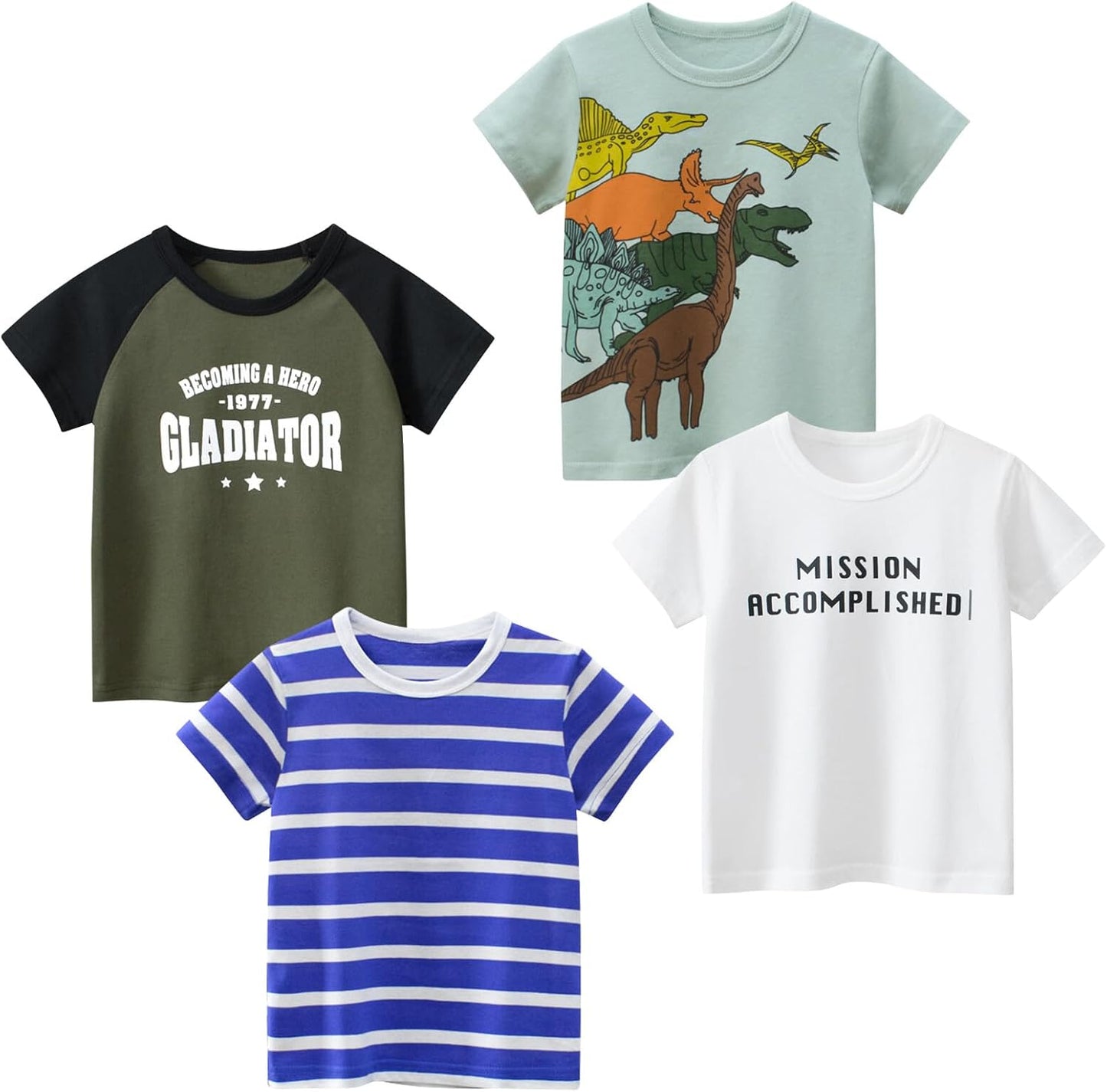 Boys' 4-Pack Excavator Short Sleeve Crewneck T-Shirts Top Tee Size 2-7 Years Toddler Boys' Value