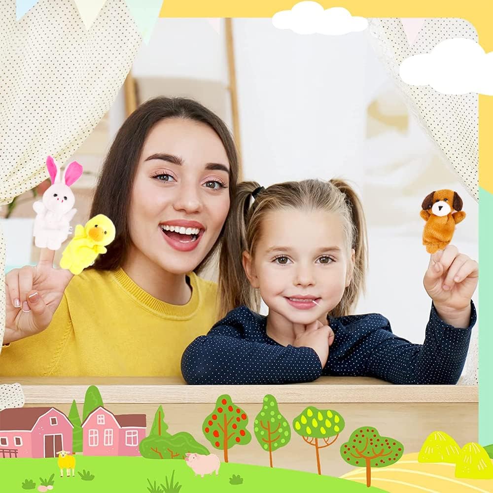 10Pcs Finger Puppets Set - Soft Plush Animals Finger Puppet Toys for Kids, Mini Plush Figures Toy
