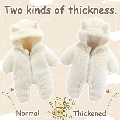 UVIPC Baby Newborn Bear Outfit Fleece Snowsuit Winter Clothes Hooded Jumpsuit Romper for Baby boy