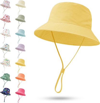 Baby Sun Hat 0-6 Years Toddler Boys Girls Adjustable Bucket Hats Kids Bucket Hats UPF 50+ Wide Brim