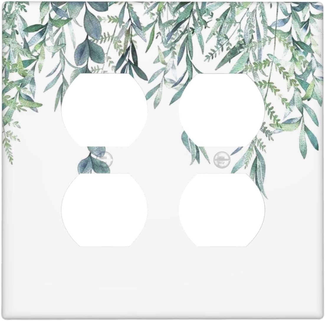 Eucalyptus Leaves Greenery Vine Flowers Simplicity Outlet Covers 2 Gang Double Duplex Decorative