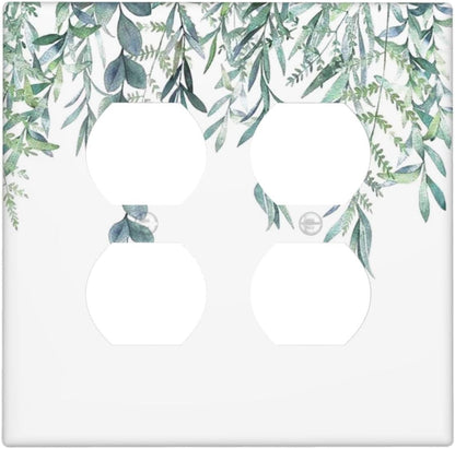Eucalyptus Leaves Greenery Vine Flowers Simplicity Outlet Covers 2 Gang Double Duplex Decorative