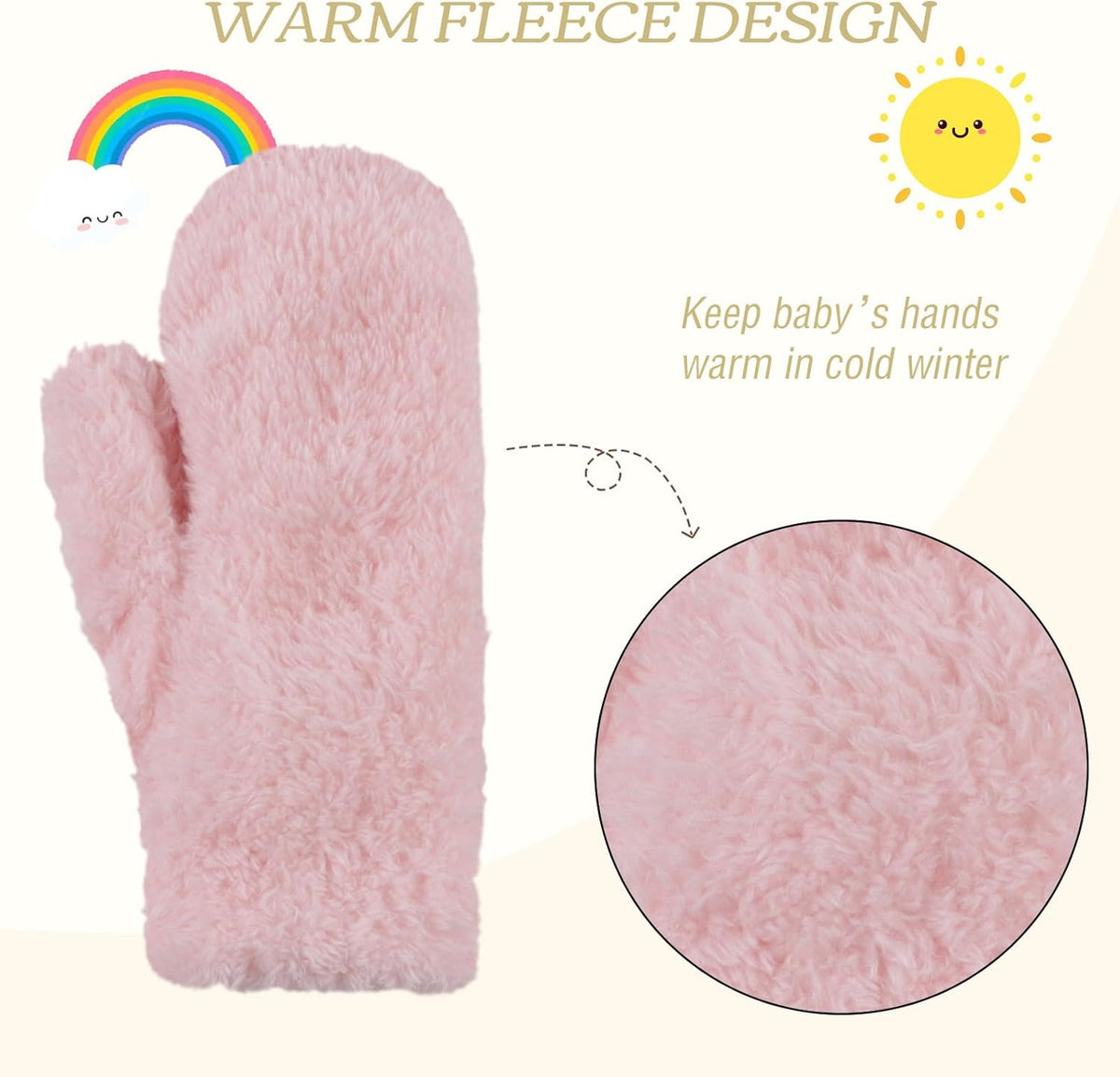 PESAAT Baby Girl Mittens Fleece Toddler Boy Mittens Warm Kids Winter Gloves Unisex Cold Weather