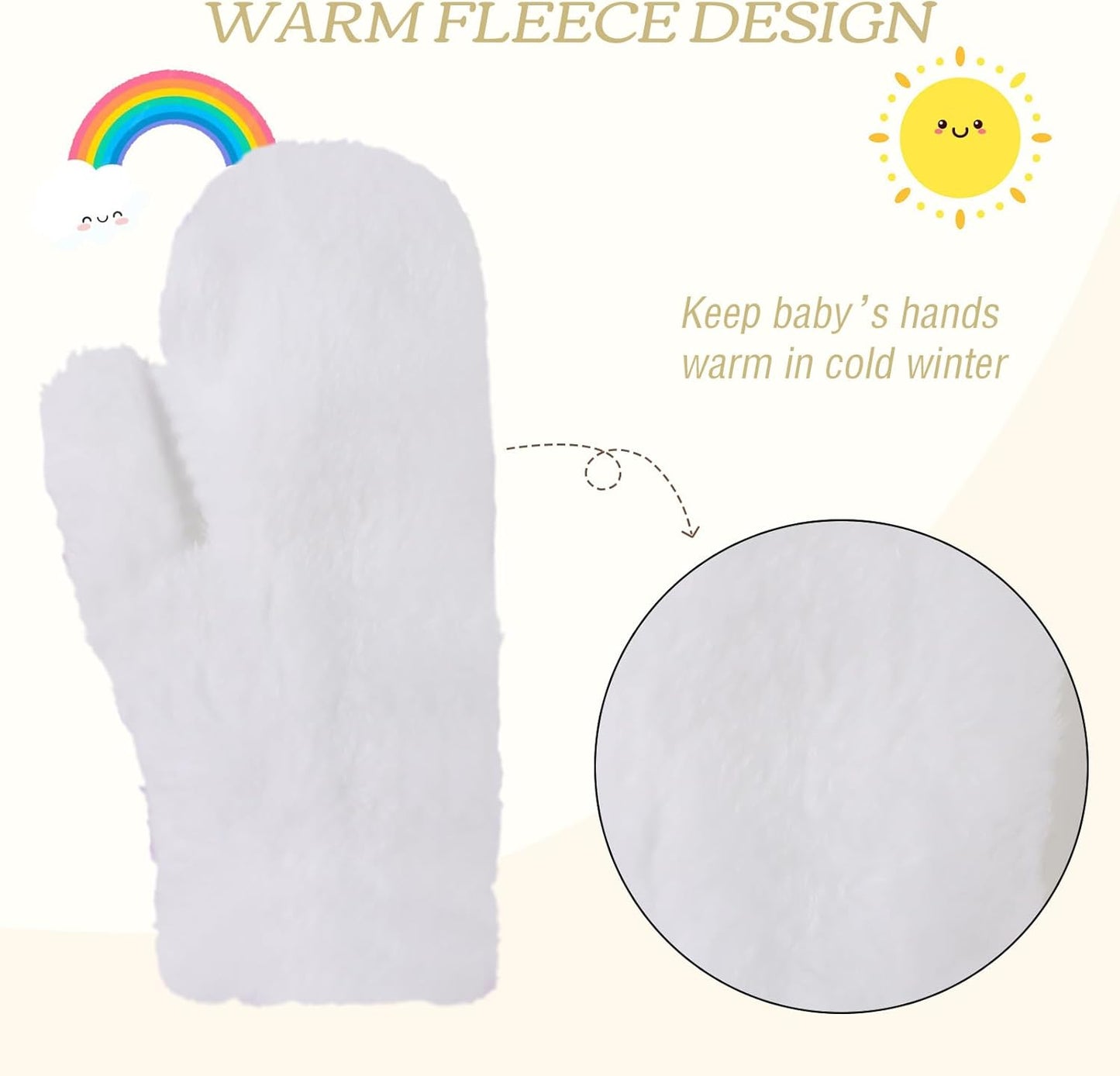 PESAAT Baby Girl Mittens Fleece Toddler Boy Mittens Warm Kids Winter Gloves Unisex Cold Weather
