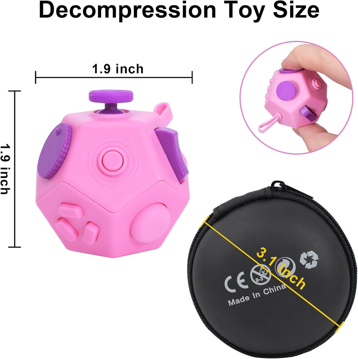 Small Fidget Toys,Mini Finger Cube,12 Sided Cube Toys Relief Stress and Anxiety Depression Anti for