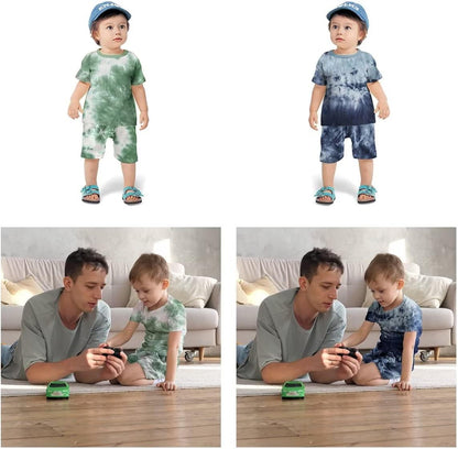 Toddler Baby Boy Summer Outfits Clothes Tie Dye Shirt and Short Set for Boys 4-Piece