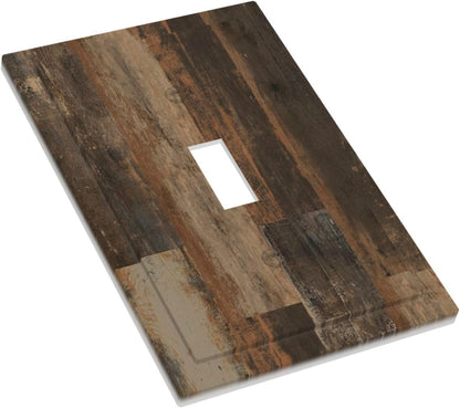 Rustic Brown Wood Grain Dark Oak Decorative Light Switch Cover 1 Gang Single Toggle Device