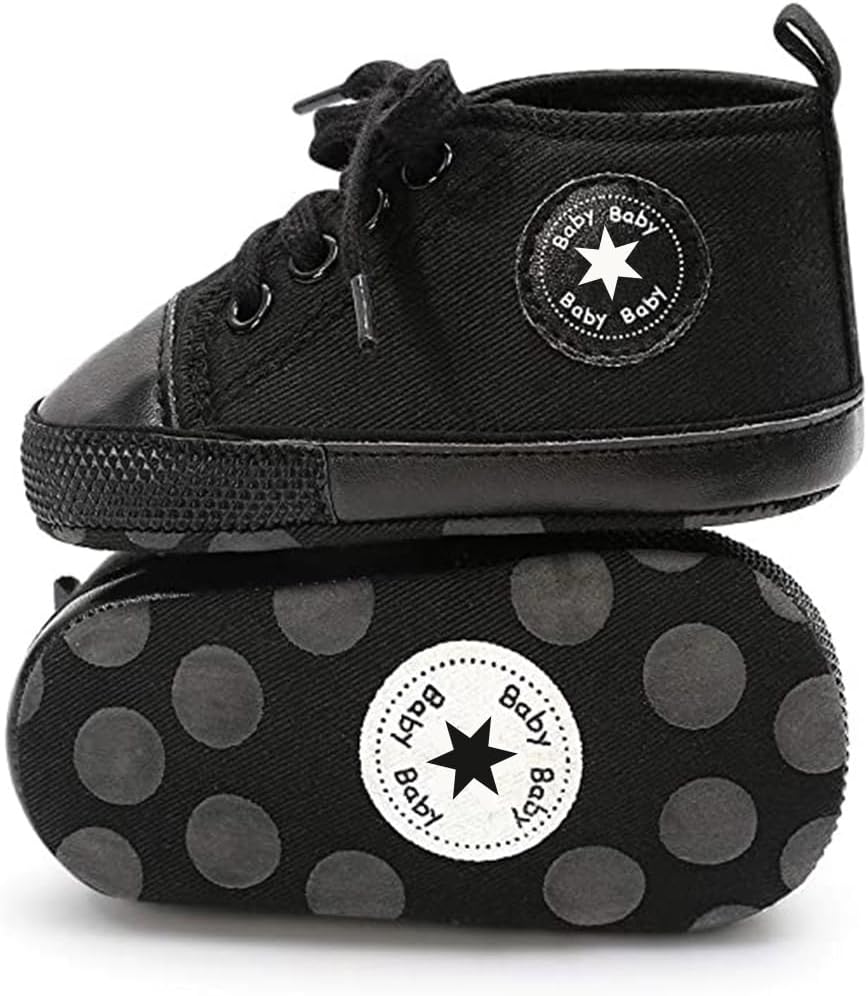 Unisex Baby Girls Boys Canvas High-top Shoes, Newborn Infant Anti-Slip Soft Sole Frist Walking