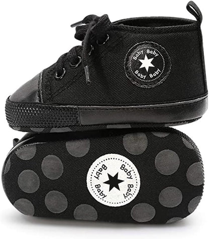 Unisex Baby Girls Boys Canvas High-top Shoes, Newborn Infant Anti-Slip Soft Sole Frist Walking