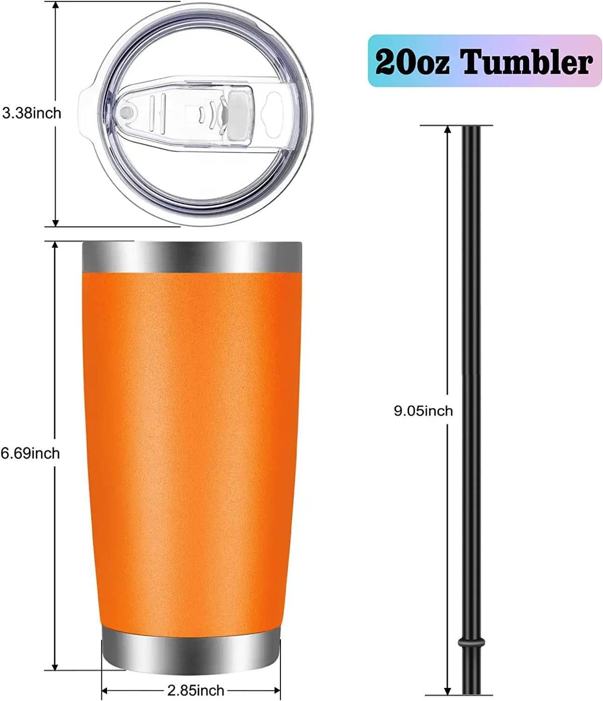 VEGOND 20oz Tumbler with Lid and Straw Stainless Steel Tumbler Cup Bulk Vacuum Insulated Double