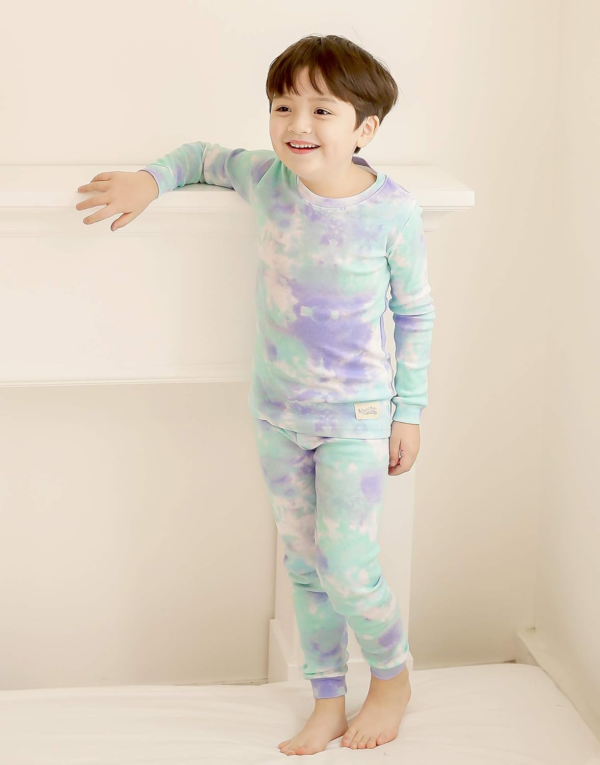 VAENAIT BABY 12M-12Y Toddler Kids Boys Girls 100% Cotton Marbling Tiedye Sung Fit Sleepwear Pajamas