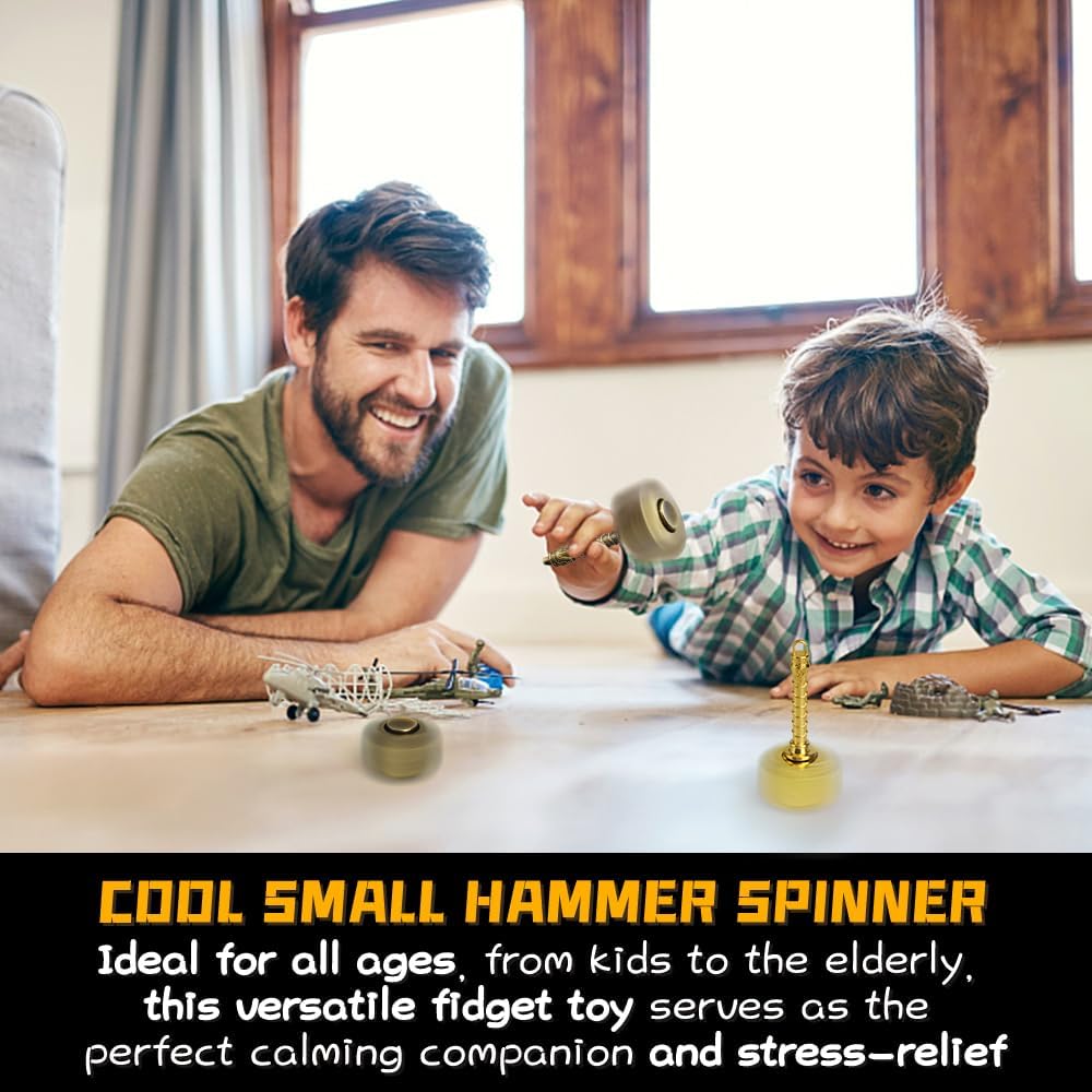Cool Hammer Fidget Spinners Toy Metal For Kids Adults, Brass Hand Finger Spinner Gift for Boys Age