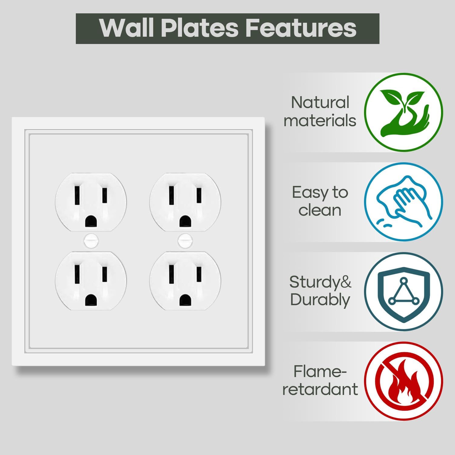 Double Duplex Outlet Cover Wall Plate White Classic Decorative Duplex Receptacle Cover Electrical