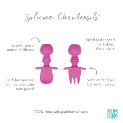 Bumkins Baby Utensils Set, Chewtensils Silicone Spoons for Dipping, Self-Feeding, Baby Led Weaning