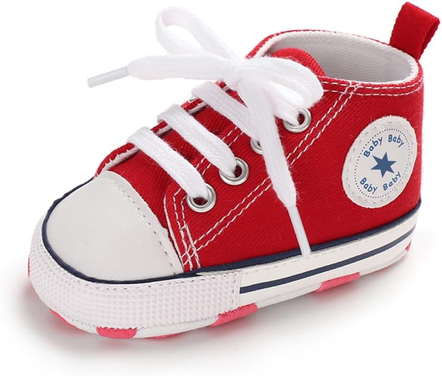 Unisex Baby Girls Boys Canvas High-top Shoes, Newborn Infant Anti-Slip Soft Sole Frist Walking