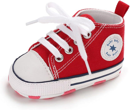 Unisex Baby Girls Boys Canvas High-top Shoes, Newborn Infant Anti-Slip Soft Sole Frist Walking