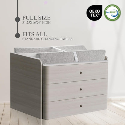 Organic Cotton Contoured Baby Changing Pad w/Waterproof Foam Mattress, Includes Soft, Removable &