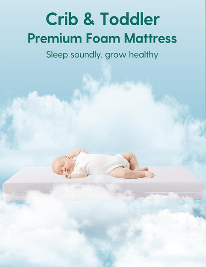 BABELIO Crib Mattress Memory Foam Toddler Mattress 2-Stage Standard Size Baby Mattress with