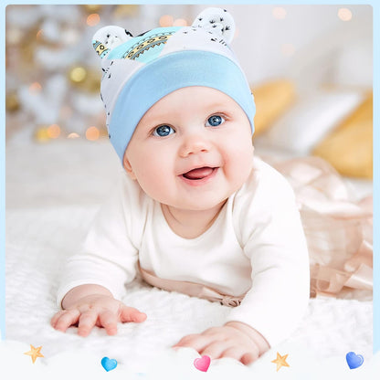 Geyoga 6 Pieces Newborn Baby Hat Bear Ears Infant Caps Baby Boy Girl Toddler Hats Infant Beanie