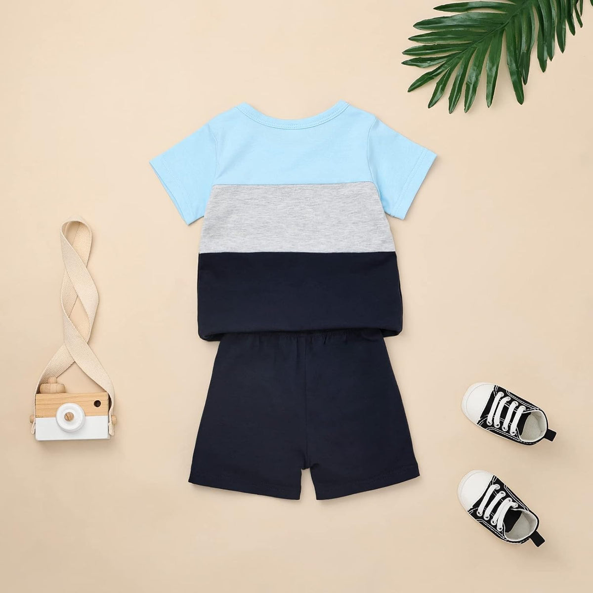 Baby Boy Clothes Toddler Boy Summer Outfits Short Sleeve Patchwork Top T-shirt & Pocket Pant Set 2