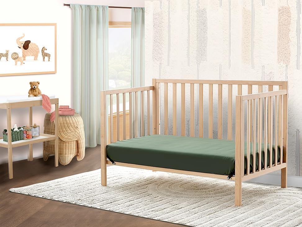 Sorelle Essex Euro 4-in-1 Convertible Crib & Changer – Nursery Furniture Set, Wooden Baby Crib with