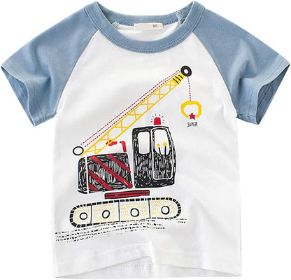 Boys' 4-Pack Excavator Short Sleeve Crewneck T-Shirts Top Tee Size 2-7 Years Toddler Boys' Value