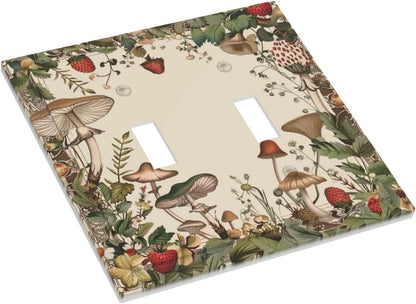 Decorative Switch Covers Plate Rustic Mushroom Garden Red Strawberry 2 Gang Wall Plate Unique