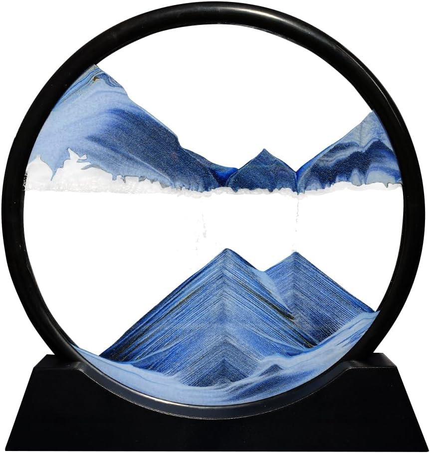 Aoderun Moving Sand Art Picture Round Glass 3D Deep Sea Sandscape in Motion Display Flowing Sand