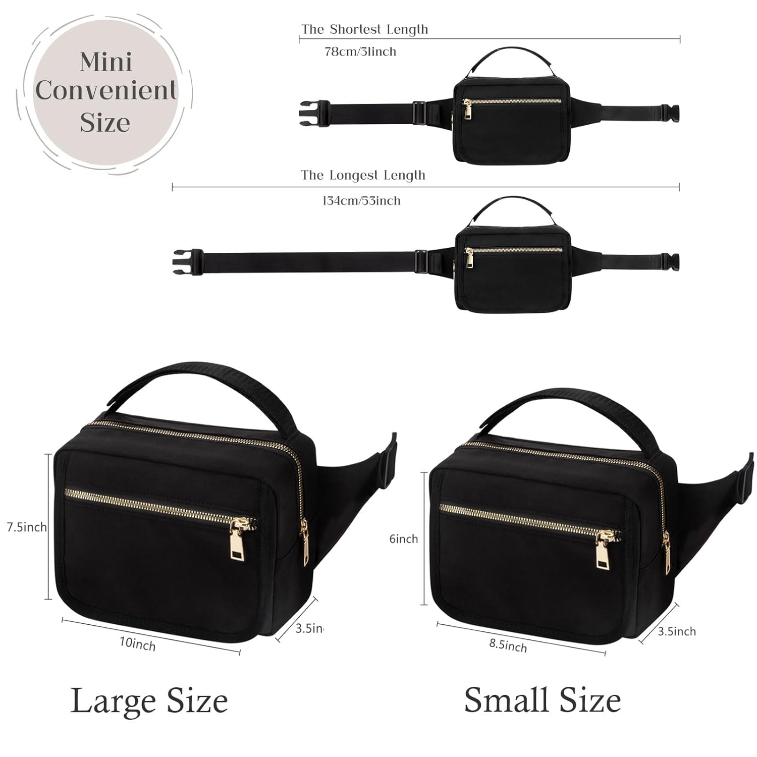printe Small Diaper Bag with Portable Changing Pad, Crossbody Fanny Pack with Wipes Pocket for