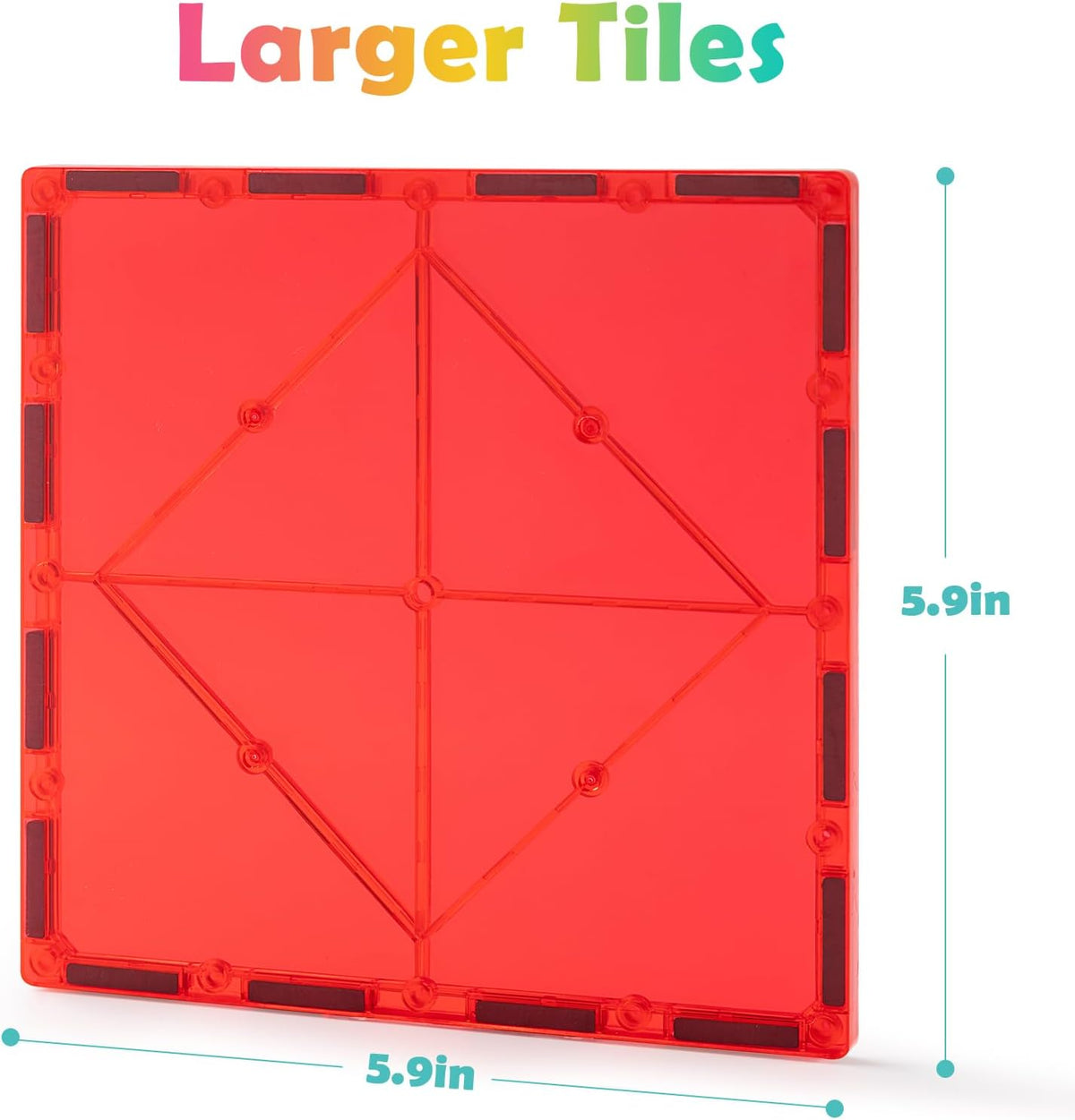 Gemmicc 6 PCS Large Magnetic Tiles,Jumbo Magnet Base Plates,STEM Magnetic Building Blocks for Kids