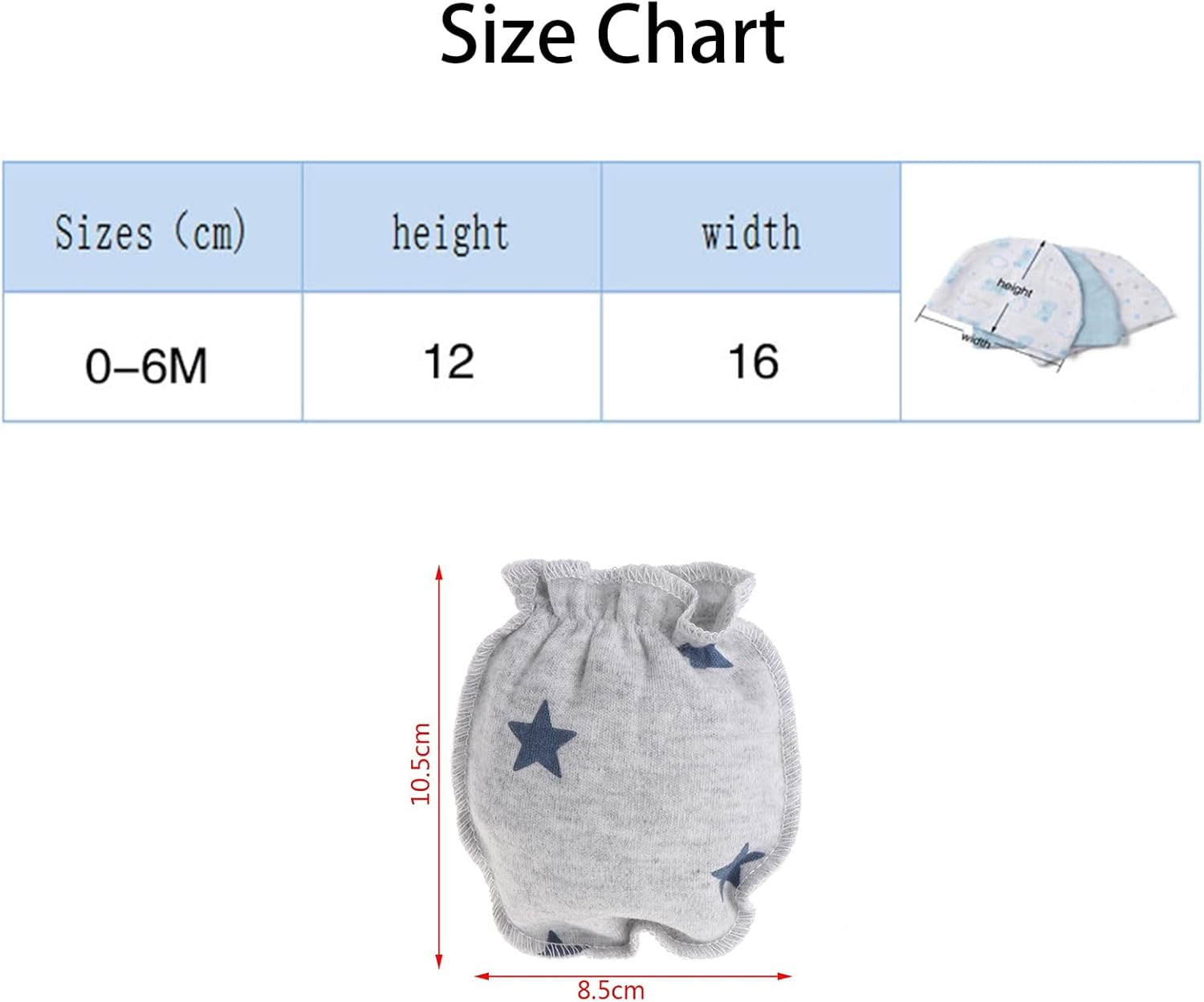 Baby Hat and Mittens Set Newborn Baby Hats Caps for Baby Boys Girls 0-6 Months 100% Cotton